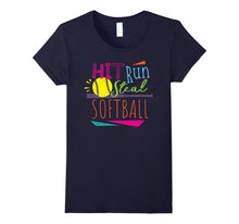 Cool 80's Hit Run Steal Softball Girls Summer Sports Shirt