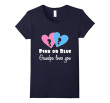 Gender Reveal T Shirt for Grandpa Pink or Blue Pa Loves You
