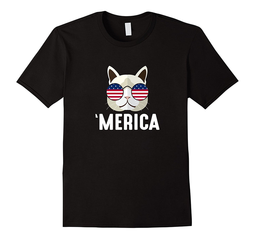 'Merica - Cat Flag Glasses - T-Shirt