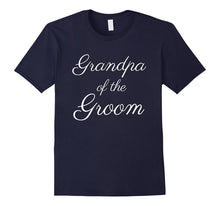 Mens Grandpa of the Groom T-Shirt, White Script Font