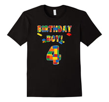 Building Block Birthday Boy Turning 4 T-Shirt