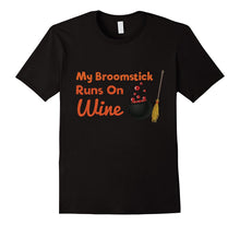 My Broomstick Runs on Wine Adult Halloween T-Shirt