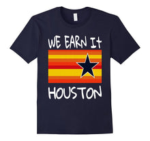 Houston Baseball T-Shirt Throwback Astro Stripe WE EARN IT