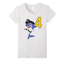 Kids 4th Birthday Pirate Shark T-Shirt for 4 Year Old Boys