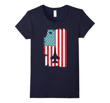 Fighter Plane Red White Blue Vintage Flag Patriotic T-Shirt