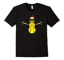 Funny Softball Snowman Santa Christmas Gift T Shirt