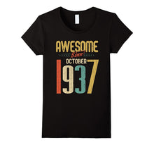 Awesome Since October 1937 T-Shirt Funny 80th Birthday Tee