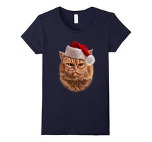 Disgruntle Orange Tabby Cat in Santa Hat, Christmas T-Shirt