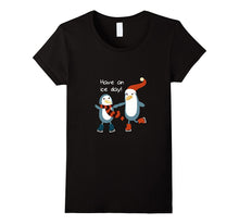 Ice Skating T-Shirt, Hocky Figure Skate Fun Cute Penguin Tee