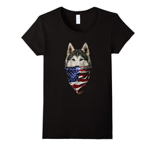 T-Shirt, Siberian Husky Dog, Patriotic America Bandana, USA