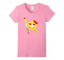 Cute Emoticon Softball Player T Shirt Girls Teens Funny Tee