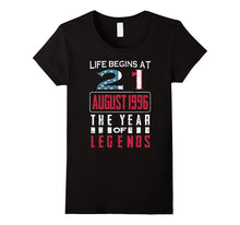 21st Birthday Born in August 1996 Year of Legends T-Shirt
