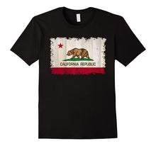 California Republic State Flag on Wood T-Shirt