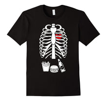Halloween Skeleton Pizza Burger Beer Skeleton Rib Cage Shirt