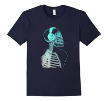Skeleton Listening to Music With Headphones on His Skull