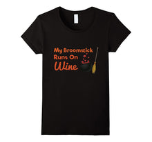 My Broomstick Runs on Wine Adult Halloween T-Shirt