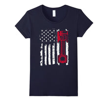 Distressed Vintage American Flag Piston Muscle Car T-Shirt