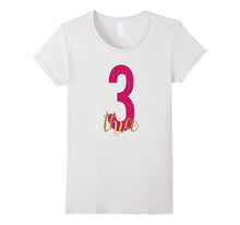 3rd Birthday Shirt Gift Gold Girls Daughter Pink 3 Three