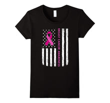 Breast Cancer Awareness T-Shirt American Flag Distressed Tee