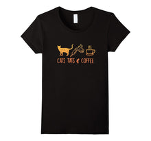 "Cats Tats and Coffee" Funny Cat Lover Gifts Tattoo T Shirt