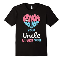 Mens Pink or Blue Uncle Loves You Baby Gender Reveal T-Shirt