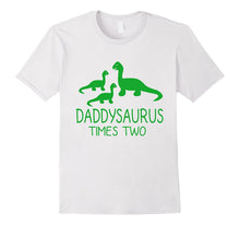 Men's DADDYSAURUS TIMES TWO Twins Father Dad Kids Dinosaur Green