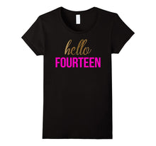 Gold Hello Fourteen Shirt 14th Birthday Shirt