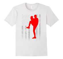 Baseball Pitcher Flag T-Shirt - Pitcher on American Flag Tee