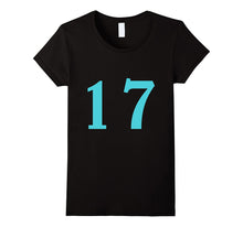 Big Number 17 Digit Spelling Teal Fun T Shirt