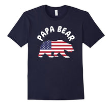 Mens Papa Bear T-Shirt Father's Day USA American Flag Fun Shirt