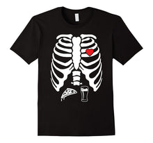 Skeleton Pregnancy Pizza Beer X-Ray Halloween T-Shirt