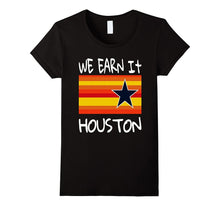 Houston Baseball T-Shirt Throwback Astro Stripe WE EARN IT