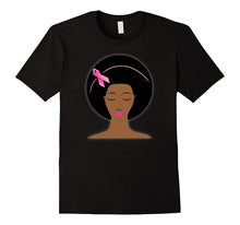Breast Cancer Awareness Pink Ribbon Black Women Afro T-Shirt