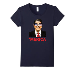 'Merica Ronald Reagan Patriotic Sunglasses USA Funny T-Shirt