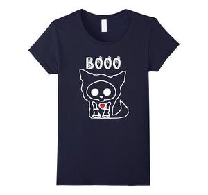 "BOO" Cute Adorable Dog Ghost Skeleton Halloween Kids Shirt