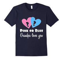 Gender Reveal T Shirt for Grandpa Pink or Blue Pa Loves You