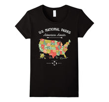 National Park Map Vintage T Shirt - All 59 National Parks