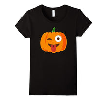 Pumpkin Halloween Emoji Costume T-Shirt Happy Smile Tongue