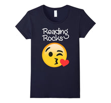 Reading Rocks Fun Teacher Reader Emoji Love T Shirt
