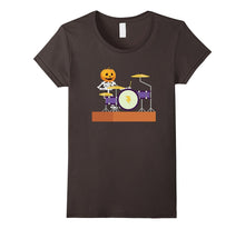Drummer Skeleton T-Shirt Funny Halloween Pumpkin Head Tee