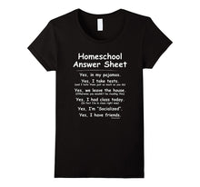 Homeschool Answer Sheet Kids Funny Checklist Facts Tshirt