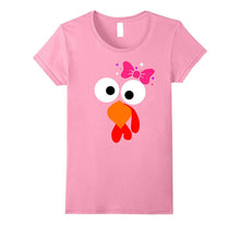 Funny Pink Bow TURKEY FACE SHIRT for Girls Thanksgiving Tee