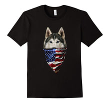T-Shirt, Siberian Husky Dog, Patriotic America Bandana, USA