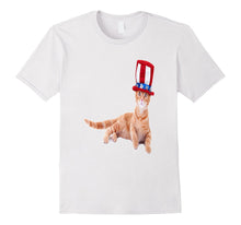 4th of July Shirt USA Orange Kitty Cat Uncle Sam Hat America
