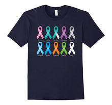 Colored Awareness Ribbons T-Shirt for Various Cancers