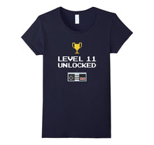 11th Birthday Gift 11 Year Old Level Up Retro Gamer Tshirt