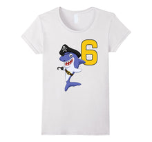 Kids 6th Birthday Pirate Shark T-Shirt for 6 Year Old Boys