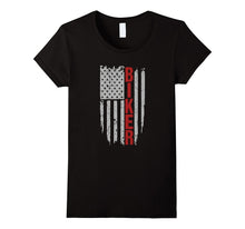 Distressed American Flag and Motorcycle, Biker Funny T-Shirt