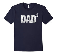 Mens Dad Cubed - Father to Three Kids Distressed T-Shirt