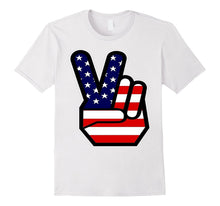 4th of July Shirt USA American Flag Peace Sign Hand Kids